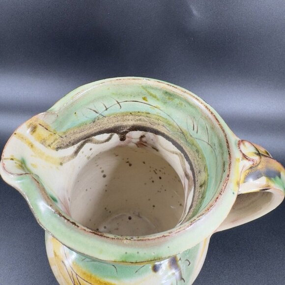 Vintage Italian Pottery Pitcher Carafe Hand Made Ceramic Made In Italy Decor VTG - Picture 4 of 16